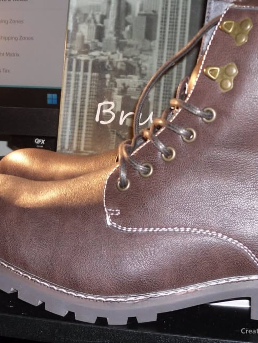 Bruno Marc New York Men's Dark Brown Leather Work Boots Size 12 NEW IN BOX
